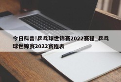 今日科普!乒乓球世锦赛2022赛程_乒乓球世锦赛2022赛程表