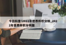 今日科普!2022年世界杯积分榜_2022年世界杯积分榜图