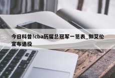 今日科普!cba历届总冠军一览表_郭艾伦宣布退役