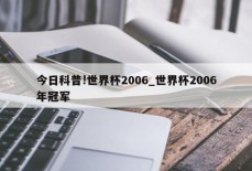 今日科普!世界杯2006_世界杯2006年冠军