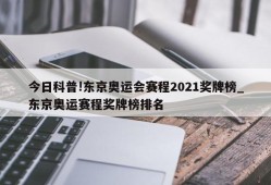 今日科普!东京奥运会赛程2021奖牌榜_东京奥运赛程奖牌榜排名