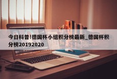 今日科普!德国杯小组积分榜最新_德国杯积分榜20192020