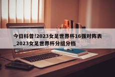 今日科普!2023女足世界杯16强对阵表_2023女足世界杯分组分档