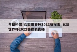 今日科普!女篮世界杯2022赛程表_女篮世界杯2022赛程表直播