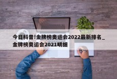 今日科普!金牌榜奥运会2022最新排名_金牌榜奥运会2021明细