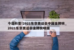 今日科普!2021东京奥运会中国金牌榜_2021东京奥运会金牌榜明细