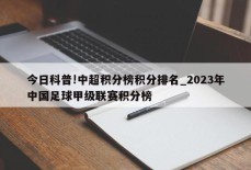 今日科普!中超积分榜积分排名_2023年中国足球甲级联赛积分榜