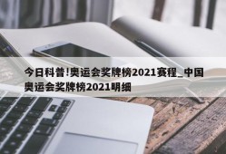 今日科普!奥运会奖牌榜2021赛程_中国奥运会奖牌榜2021明细