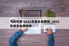 今日科普!2022冬奥会金牌榜_2022冬奥会金牌榜单