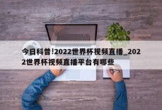 今日科普!2022世界杯视频直播_2022世界杯视频直播平台有哪些