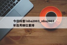 今日科普!nba2003_nba2003年选秀顺位重排